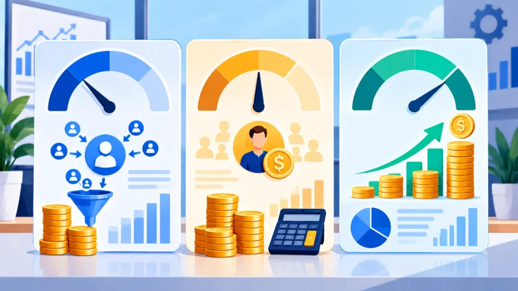 CPL, CAC and ROAS marketing metrics compared
