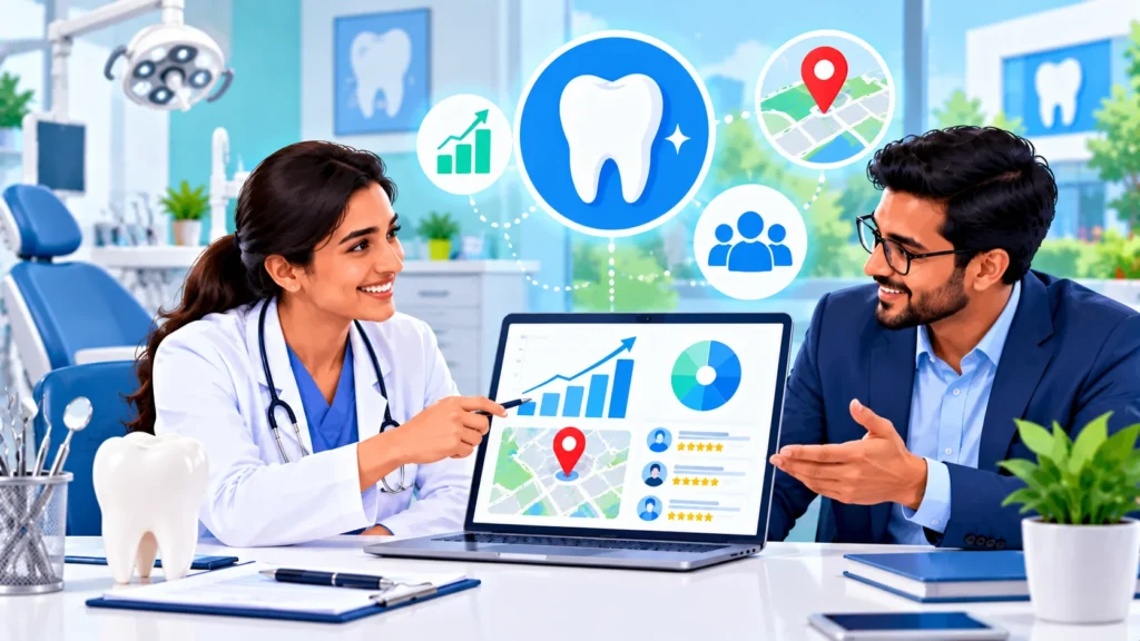 Dentist working with a dental marketing agency
