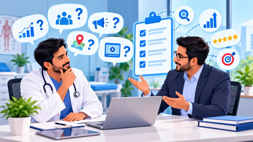 Doctor asking questions before hiring a digital marketing agency