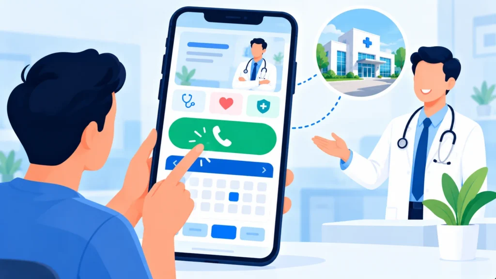 Mobile booking on a doctor's website