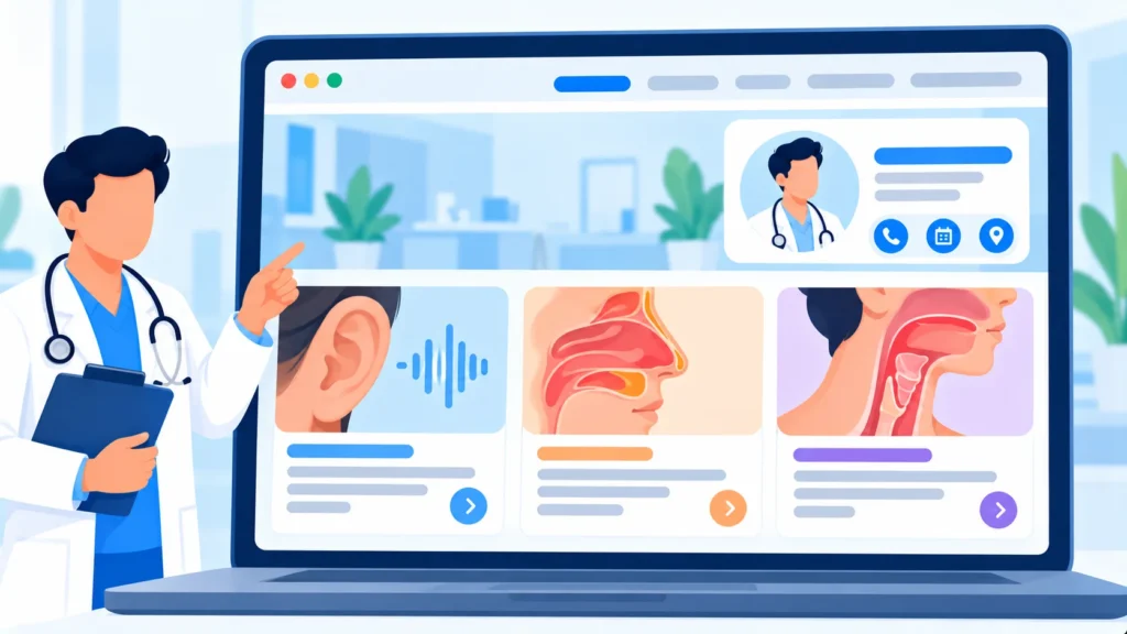 ENT clinic service pages on a website