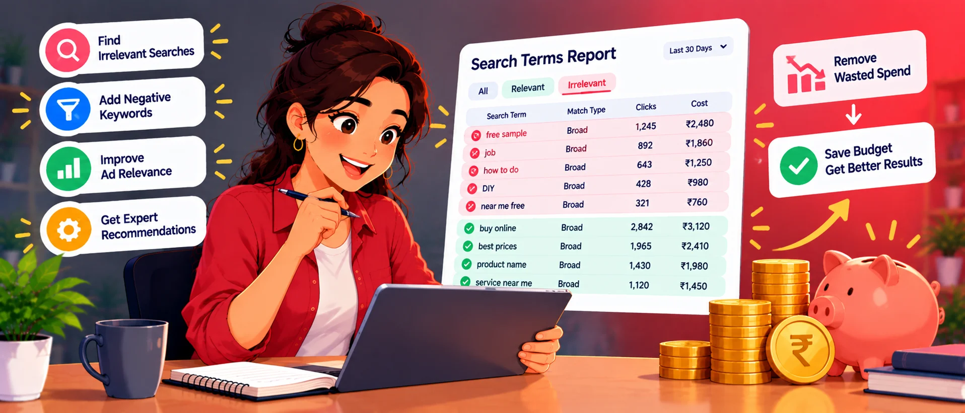 Owner reviewing a clean search terms report