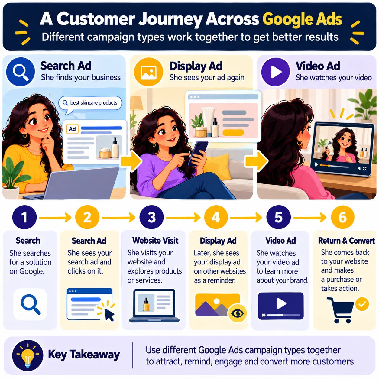 Customer journey across different Google Ads campaign types