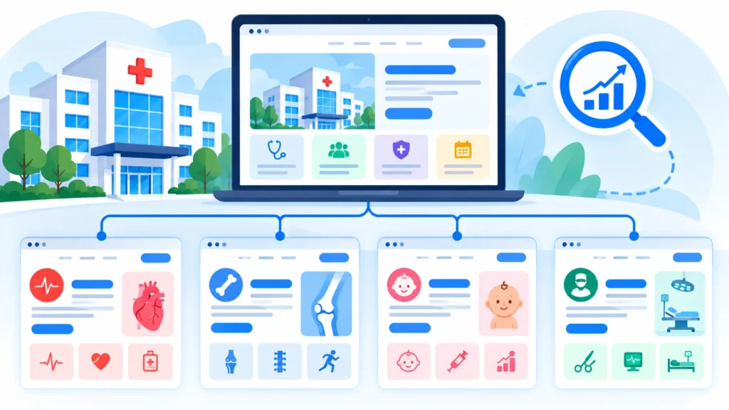 Hospital service line web pages built for SEO