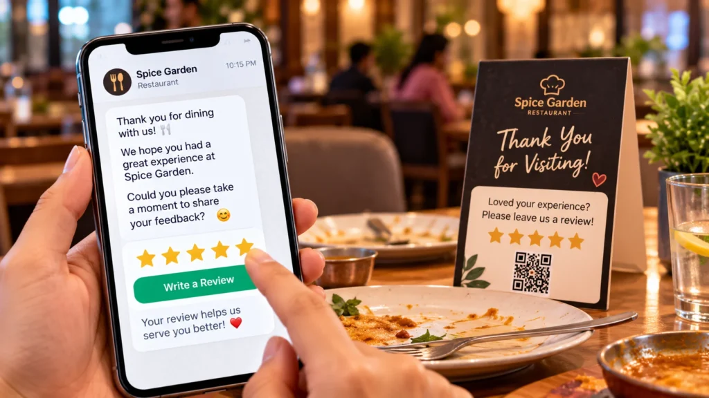 Review request after a restaurant visit