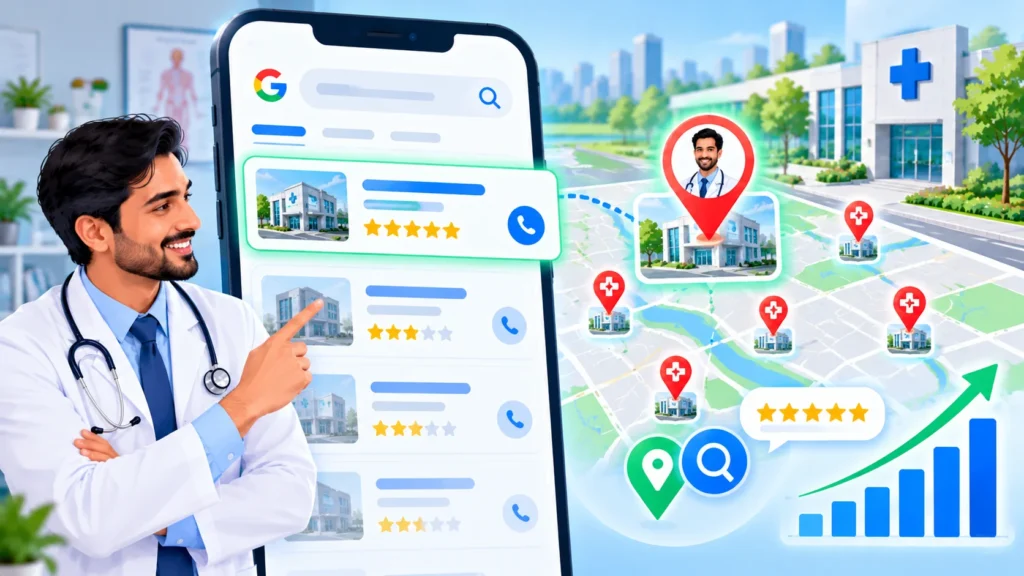 Local SEO services helping a doctor appear in map results
